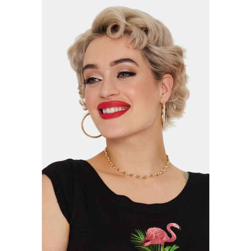 Voodoo Vixen - Diamante Hoop Oorbellen - Goudkleurig